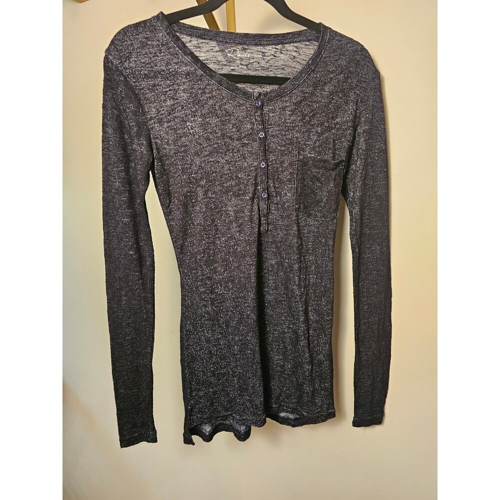 Rails Black Marled Henley Top